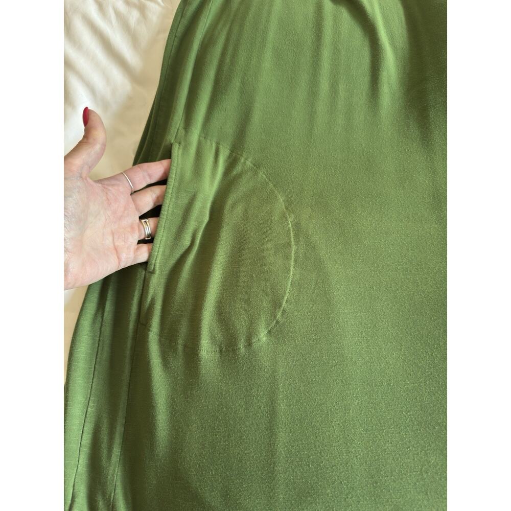 J JILL Olive Green Stretch Slub Jersey Knit High Neck Long Maxi Dress Pockets XL - Picture 7 of 10